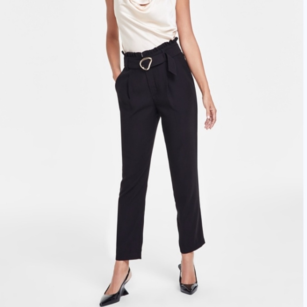 Express Black Ankle Pants with Belt Detail